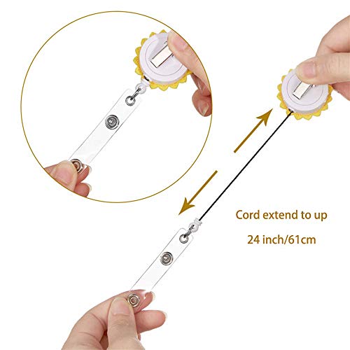 Sunflower Badge Reel Holder Clip 24in Retractable ID Badge Holder for Carrying Keys Credit Cards, Working Badges - Image 2