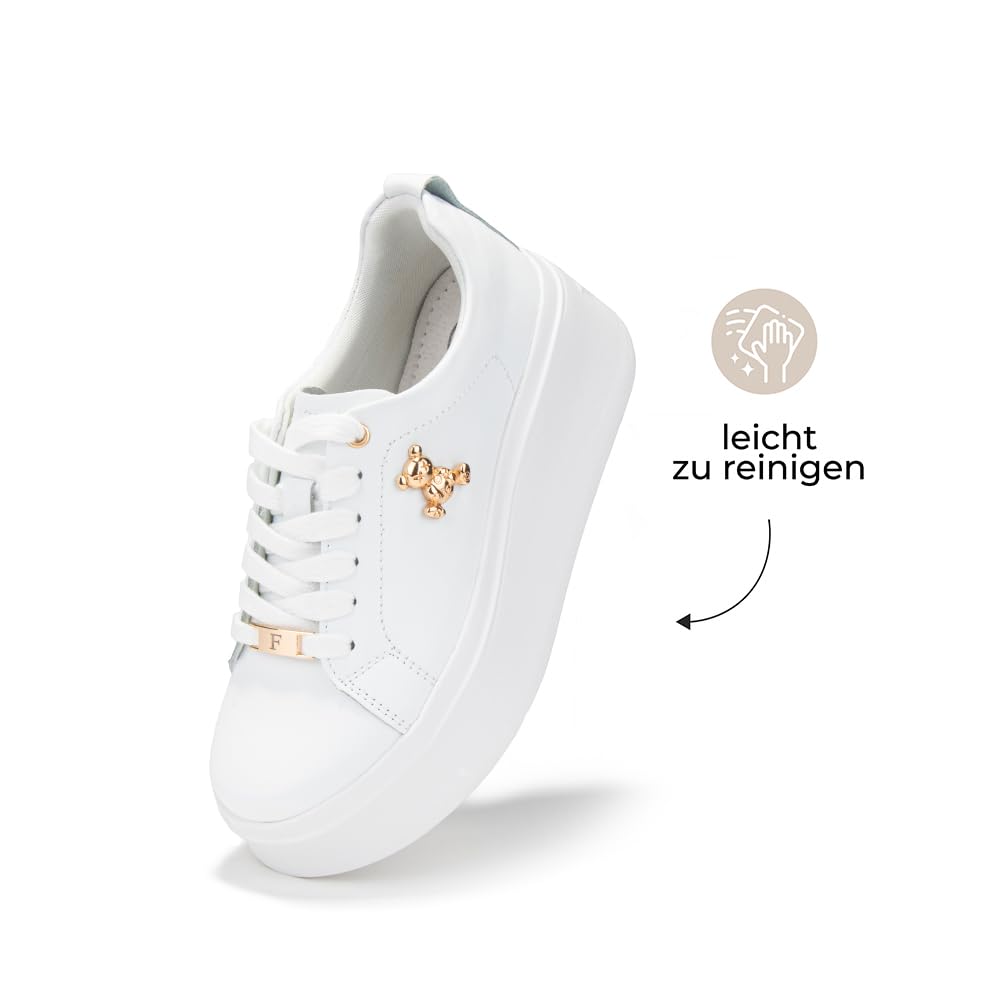 FILIPPO Plateau Sneaker Damen Leder - Schuhe Damen - Halbschuhe | Bequem, Echtleder, Dämpfung, für den Alltag