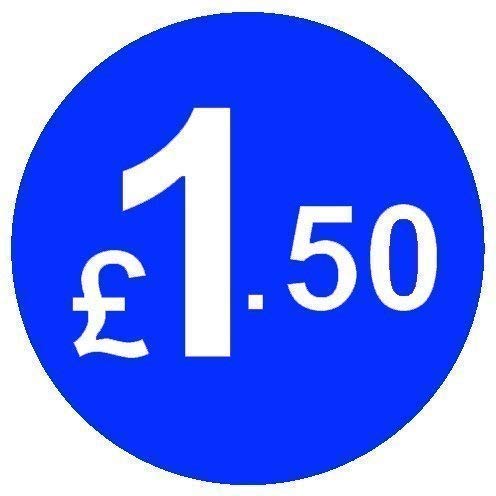 from 99p to £10 - Pack of 200 Blue 20mm Price Stickers/Sticky Labels (Blue £1.50)