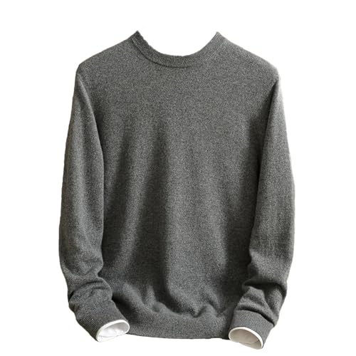 Men's Winter Round Neck 100% Cashmere Sweater Solid Color Pullover Sweater Casual Fashion Classic Pullover
