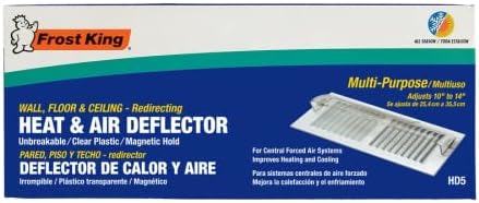 Frost King HD5 Heat and Air Deflector, Multi-Purpose, Clear Plastic with Magnetic hold for Central Forced Air Systems, Adjustable 10" to 14"