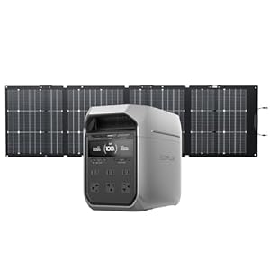 EF ECOFLOW Solar Generator DELTA 3 Plus with 220W Bifacial Solar Panel (2024 New), 1000W Solar Input, LFP(LiFePO4) Battery, Portable Power Station for Home Backup Power, Camping & RVs