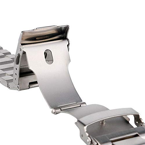 Correa de Reloj, Correas de Reloj de Acero Inoxidable, Hebilla Plegable Plateada de 18/20/22/24mm, repuestos de Correas de Reloj de Metal