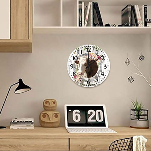 Wooden-Wall-Clock-Fresh-Floral-Wreath-Abstract-Animal-Cool-Things-for-Your-Room-Battery-Operated-Silent-Noiseless-Shabby-Chic-Farmhouse-Primitives-Cow-French-Style-Round-Clock-10-Inch Wooden Wall Clock Fresh Floral Wreath Abstract Animal Cool Things for Your Room Battery Operated Silent Noiseless Shabby Chic Farmhouse Primitives Cow French Style Round Clock 10 Inch