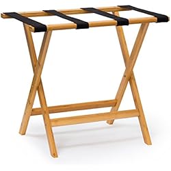Estante Para Maletas Relaxdays Gmbh Relaxdays-Estante para Equipaje con 4 Correas, Medidas: 50 x 60 x 37.5 cm, 1.7 Kg, Bambú, Nailon, Natural, 50 x 60 x 37,5 cm
