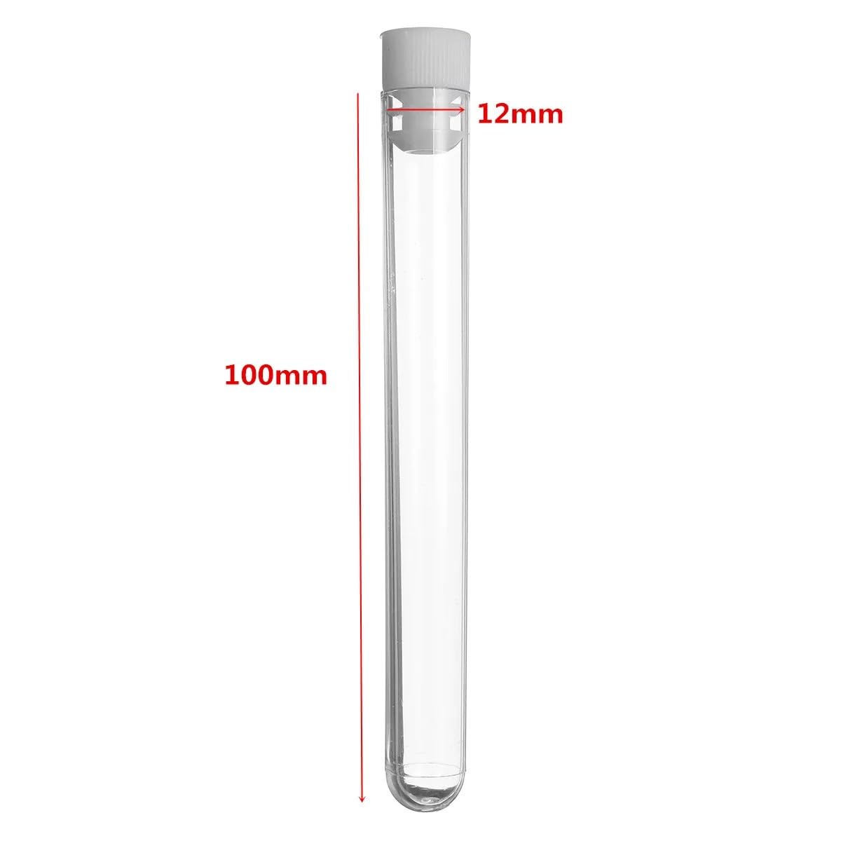 Reagenzglas 12 mm * 100 mm, transparentes Reagenzglas aus Kunststoff mit Deckel, Laborbedarf