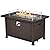 HOMREST 44in Outdoor Propane Gas Fire Pit Table, 50,000 BTU Auto-Ignition Gas Firepit with Glass Wind Guard, Black Tempered Glass Tabletop & Blue Glass Rock, Brown PE Rattan, CSA Certification