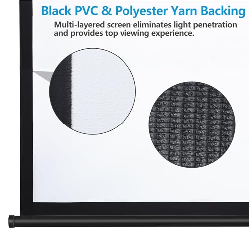 Image of 80 inch 16:9 HD Manual Projector Screen with Auto Lock Anti-Crease Home Theater Office Wall Mounted Ceiling Pull Down Projection 1.1 Gain Matte Black, View Size: 72 x 40 inches