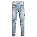 JUNBAOSS Men's Skinny Jeans Stretch Ripped Jeans for Men, Distressed Slim Tapered Leg Fashion Comfort Flex Waist Denim Pants, Blue 5861-13, Size 32