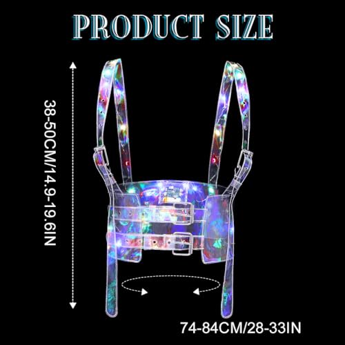 DRESBE Light Up Waist Harness Belt Laser LED Vest Glow Rave Body Accessories for Women4