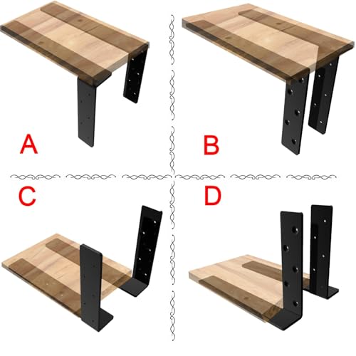 Heavy Duty Shelf Brackets - 1000 LBS Load Capacity, Industrial Steel Mounting Brackets for Shelves, Vanities, Countertops, Desks (4, Black, 12 inch) by FIGHT FOR YOU - Used condition - Image 8
