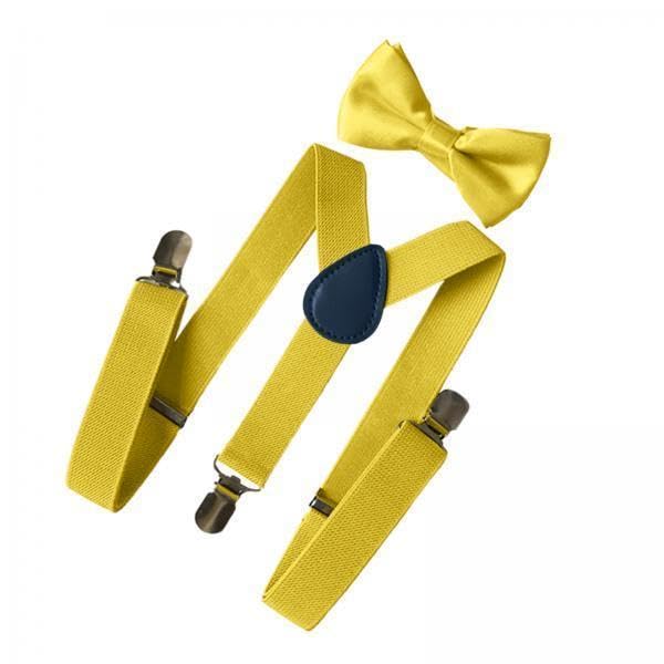 3xMens Suspenders with Bow Tie Y Back Braces for Formal Wear Halloween Cosplay Yellow-image-26