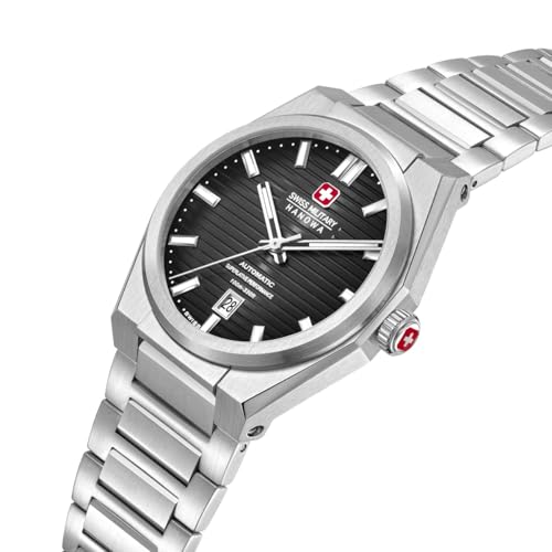 Image of SWISS MILITARY HANOWA Avalanche Grey Round Dial Swiss Made Automatic Watch for Men | SMWGL0006903