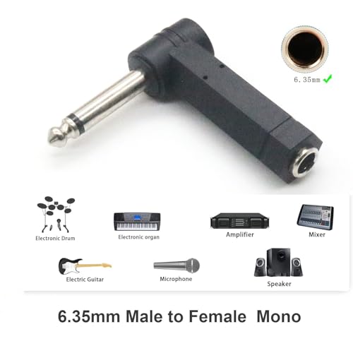 Adaptadores de ángulo recto 6.35 mm TS para guitarra, pack x2 miniatura 2