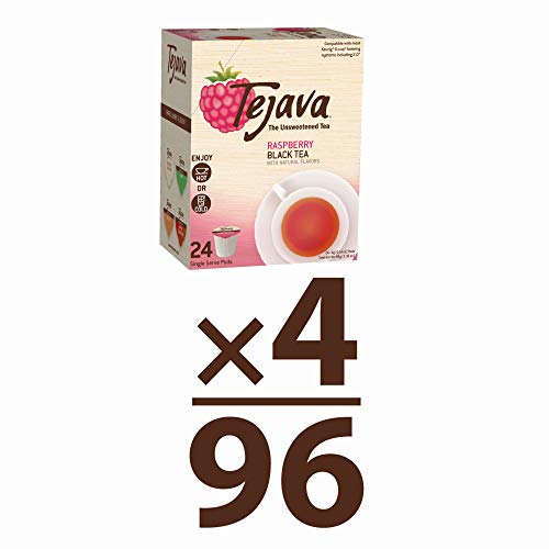 Tejava Raspberry Black Iced Tea Pods, 96 Pack Single Serve Cups, Keurig K-Cup Compatible, Hot Or Cold, Unsweetened, Non-Gmo, Kosher, No Sugar Or Sweeteners, No Calories, No Preservatives #TOP1