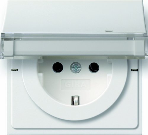Preisvergleich Produktbild Gira 0922112 Abdeckung Schuko Klappdeckel Flächenschalter, reinweiß