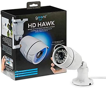 Geeni Hawk Outdoor Smart Wi-Fi Security Camera with Night Vision, Motion Alerts and IP66 Weatherproof, White