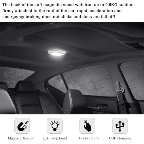 Luz de Techo Automotriz LED Recargable USB Magnética Negra miniatura 5