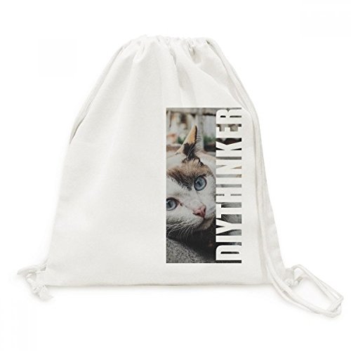 Sac à cordon en toile imprimé chat coloré pour voyage