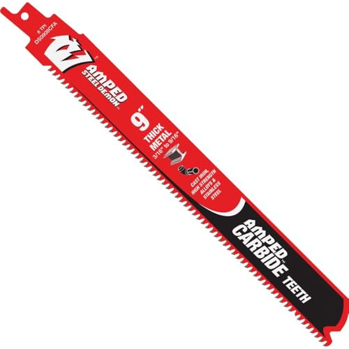 Image of Diablo Amped Steel Demon Carbide Teeth Reciprocating Saw Blade - 3-Pack | 9 inch Length, 8 TPI - Ideal for Thick Metal - 100x Longer Cutting Life - DS0908CFA3