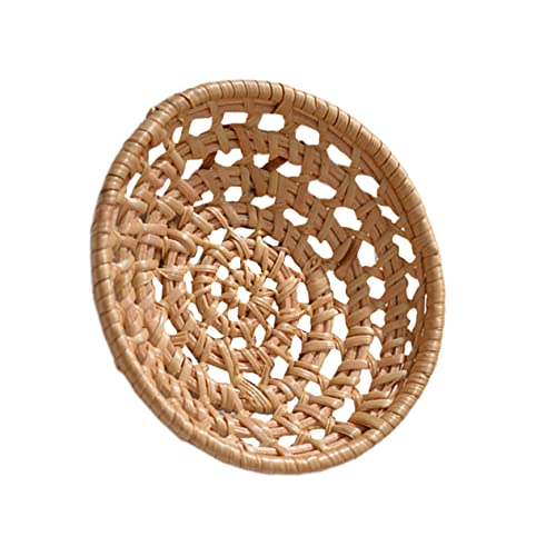 Unomor 1Pc Hand Woven Autumn Vine Storage Basket Small Open Design Display Organizer for Vegetables Fruits and Dried Goods Light Brown Woven Storage for Home