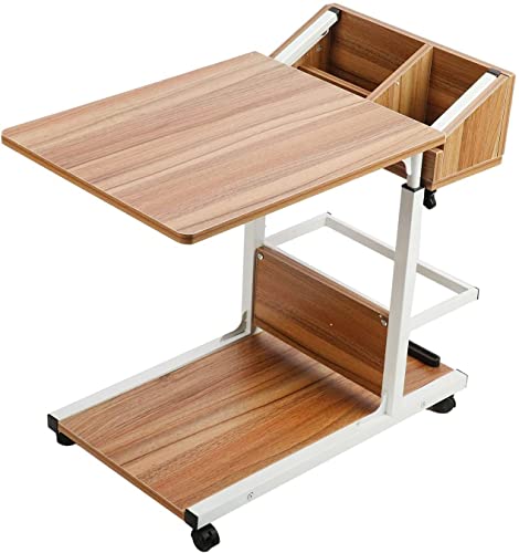 mosegor C-förmiger Beistelltisch, höhenverstellbarer C-Tisch mit Rädern, rollender Sofa-Beistelltisch mit Aufbewahrung, hölzerner Snack-Beistelltisch, mobiler Couchtisch für Wohnzimmer, Schlafzimmer Cover