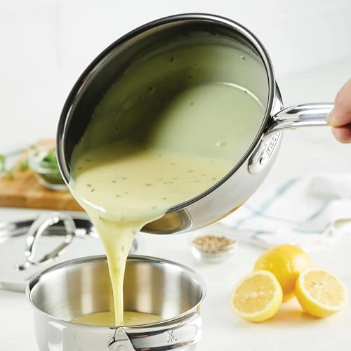 Image of Hestan - NanoBond Collection - Titanium Stainless Steel Saucier Pan with Lid, Induction Cooktop Compatible, 2-Quart