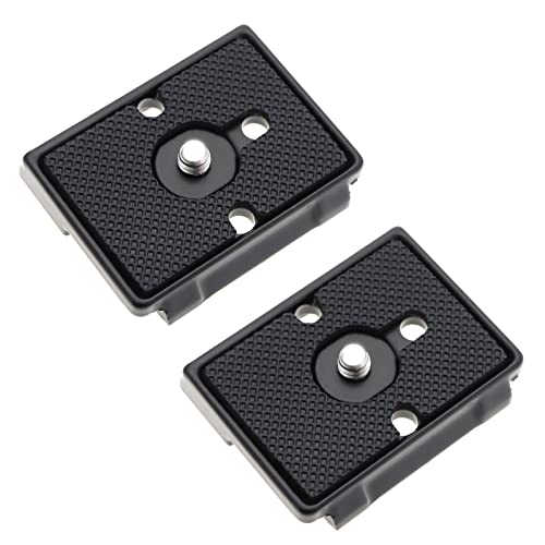 eMagTech 2Pcs Quick Release Plate with 1/4'' Srew Compatible with Manfrotto 200PL 128RC 141RC 222 352RC 460MG Aluminium Alloy Quick Release Tripod Mount Black