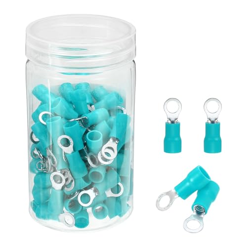 MECCANIXITY 100Pcs Insulated Ring Terminal RV5.5-5 Battery Lugs 12-10AWG Electrical Crimp Terminals Eyelet Wire Connectors for Industrial, Electrical Wiring, Green