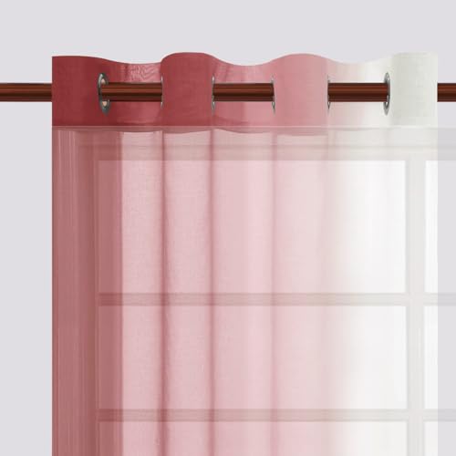 DWCN Ombre-Vorhänge aus Kunstleinen, halb-Voile, Farbverlauf, Schlafzimmer und Wohnzimmer, 2er-Set, Fenstervorhänge mit Ösen… – Ansicht 2
