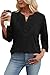 WIHOLL Women Clothing Fashion Clothing Womens Tops Blouses for Women Dressy Casual 3/4 Sleeve T Shirts Beach Vacation Clothes Business Casual Outfits Spring Boho Tops Black 2026 Travel L