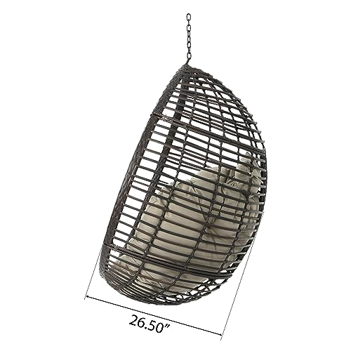 Ataucjin Hanging Egg Swing Chair,Wicker Hanging Basket Chair,with Water-Resistant Cushions,Swing Hanging Chair,for Patio,Garden,Balcony,Living Room,Bedroom (Stand Not Included) - Thumbnail 4