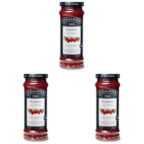 Image of St Dalfour Strawberry Fruit Spread 284 g | No Added Sugar | 100% from Fruit | No Added Preservatives, Colours, Flavors or Sweeteners | No Corn Syrup | Traditional French Recipe (Pack of 3)