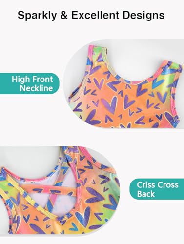 HOZIY Gymnastics Leotards for Girls with Shorts Biketards Dance Tumbling Outfits Matching Scrunchies 1-12 Years Old