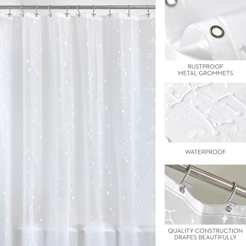 Rideau de douche PEVA blanc givré imperméable grand format pour baignoire