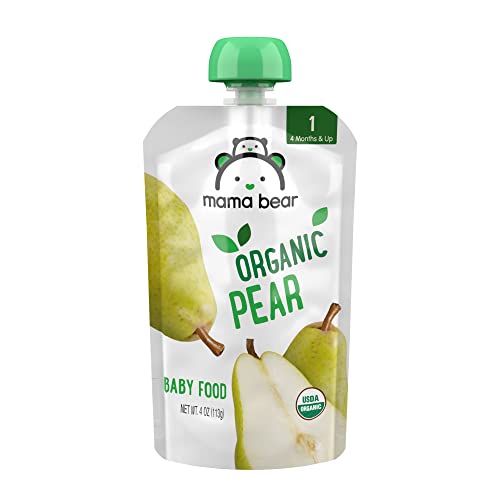 Amazon Brand – Mama Bear Organic Baby Food, Stage 1, Pear, 4 ounce (Pack of 12)