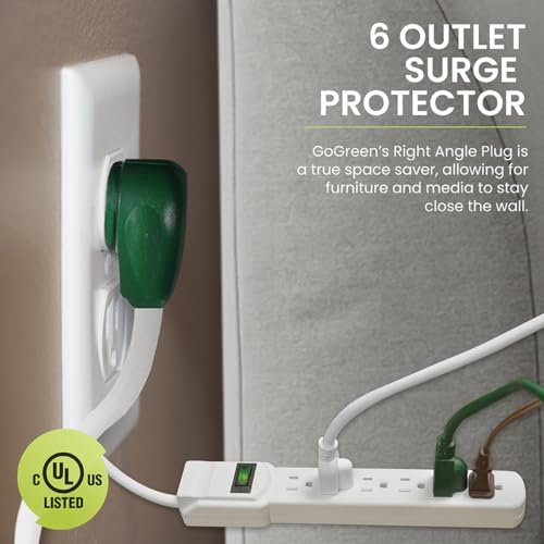 Power By GoGreen Protector eléctrico con 6 tomas, cable de 2.5 pies, color blanco modelo GG-16103MS miniatura 3