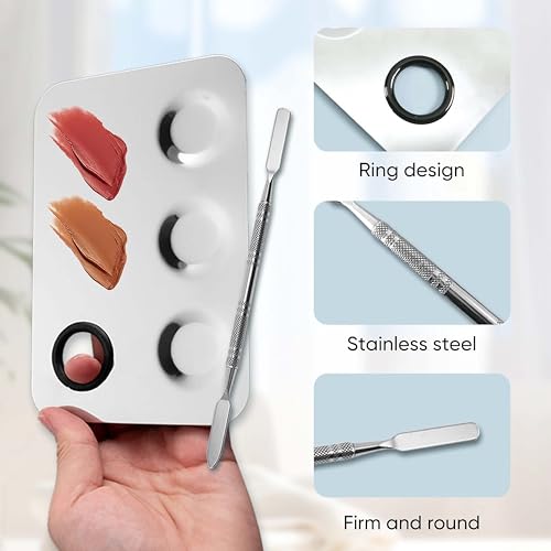 Beauté Secrets Cosmetic Makeup Palette, Premium Stainless Steel Metal Rectangle Makeup Mixing Palette with Spatula Artist Tool for Mixing Foundation/Eye... - Image 7