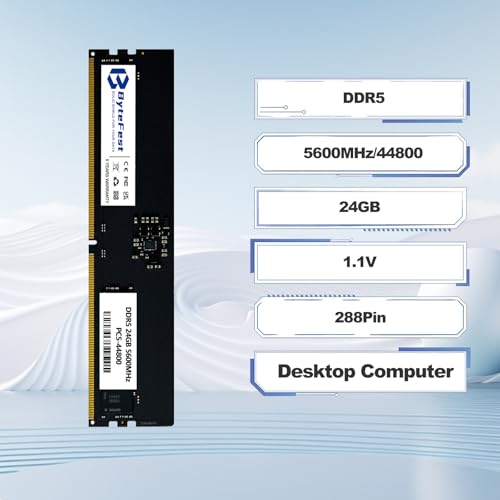 Image of 24GB DDR5 RAM 5600MHz PC5-44800 CL46 UDIMM 1.1V 288 Pin Compatible Desktop Computer Upgrade Memory Module RAM