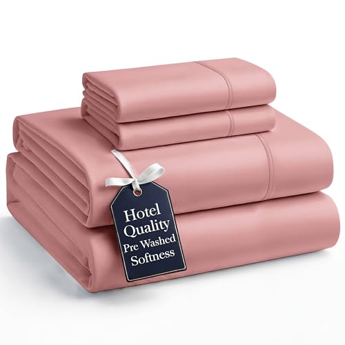 Casa Platino Queen Bed Sheets 4 Piece Set with Deep Pocket Sheet Brushed Microfiber for Queen Size Bed Pre-Washed Fade Resistant Hotel Style Sheet Set with Smooth Cozy Feel Rose Dawn