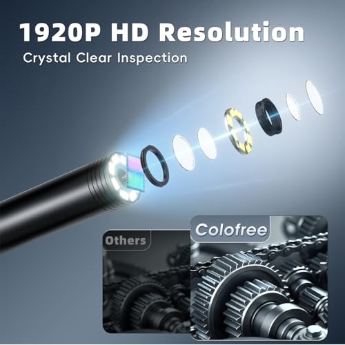 Endoscope Camera with Light - Colofree 1920P HD Borescope with 8 Adjustable LED Lights, IP67 Waterproof Inspection Camera, 16.4ft Semi-Rigid Snake Cable, No WiFi Needed for iOS & Android (Plug & Play) by Colofree - Image 7