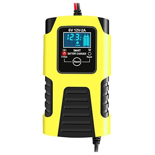lifcasual Carregadores de bateria para motocicleta 6V / 2A 12V / 2A Carregadores de bateria inteligentes totalmente automáticos Mantenedor de carregadores portáteis Desulfator de bateria
