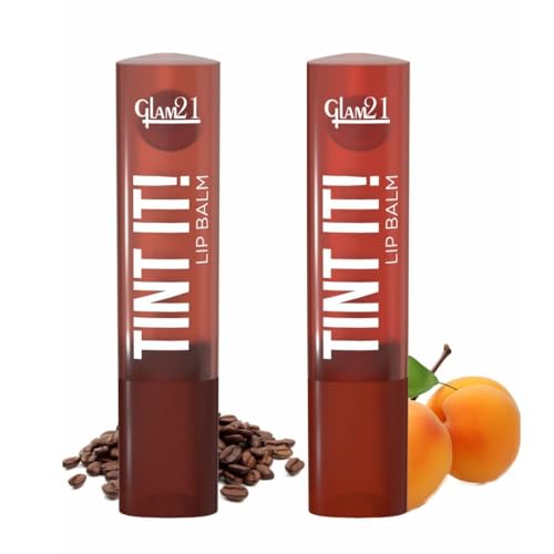Image of Glam21 Tint it! Lip Balm | Everyday Hydration & Moisturized Lips with Vitamin-E, Shea Butter, Avocado Oil, SPF15 |Lip Care For Dry & Chapped Lip | 3.5gm Each | Combo Pack Of 2 (Coffee Beans & Apricot)