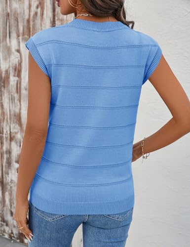 Image of AKEWEI Sweater Vest Women Sleeveless Knitted V Neck Cap Sleeve Pullover Tank Tops 2025 Summer Fall Fashion Causal Trendy