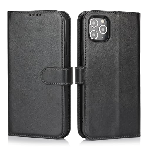 Image of for iPhone 11 Pro Max Case Wallet with Card Holder,for iPhone 11 Pro Max Wallet Case for Women Men,PU Leather Shockproof Magnetic Buckle Stand Flip Phone Case-Black