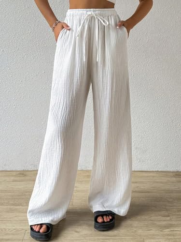 Image of Shasmi Women's Trousers | Wide Leg Casual Pants Featuring a Relaxed Silhouette | Secure fit for All-Day wear | Convenient Side Pockets | Straight-Leg Cut | Elegant Design | Premium (157)