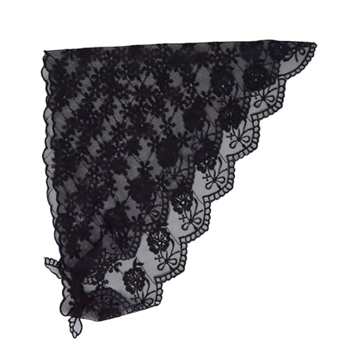 Elegant French Lace Triangular Scarf for Women Girl with Flower Pattern Lace Head Wrap for Outdoor Travel and Vacation