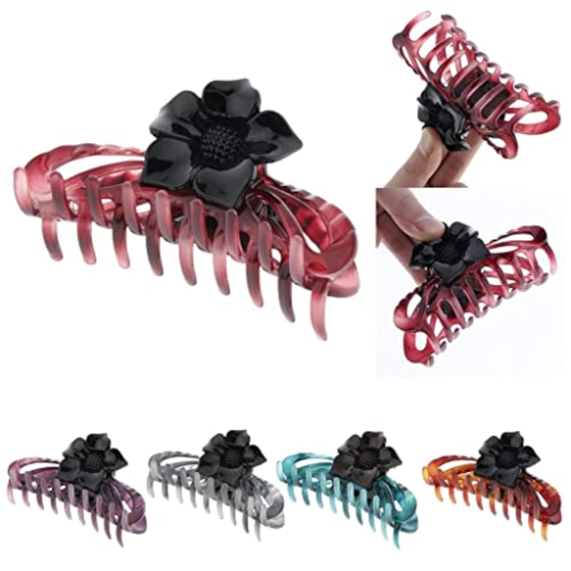 2Pcs Large Flower Hair Claw Clips, Strong Hold, Blue