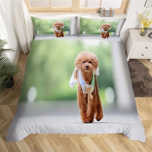 Housse couette 200x200 avec fermeture éclair lit imprimé chien