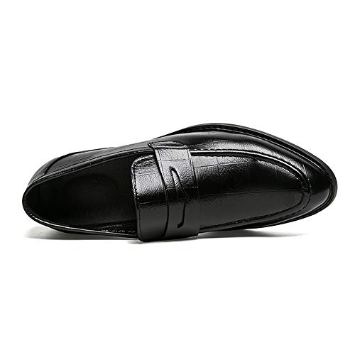 Men's Work Dress Oxfords for Men Slip-on Walking Penny Loafer Shoes Synthesis Leather Carving Grid Vamp Block Heel3